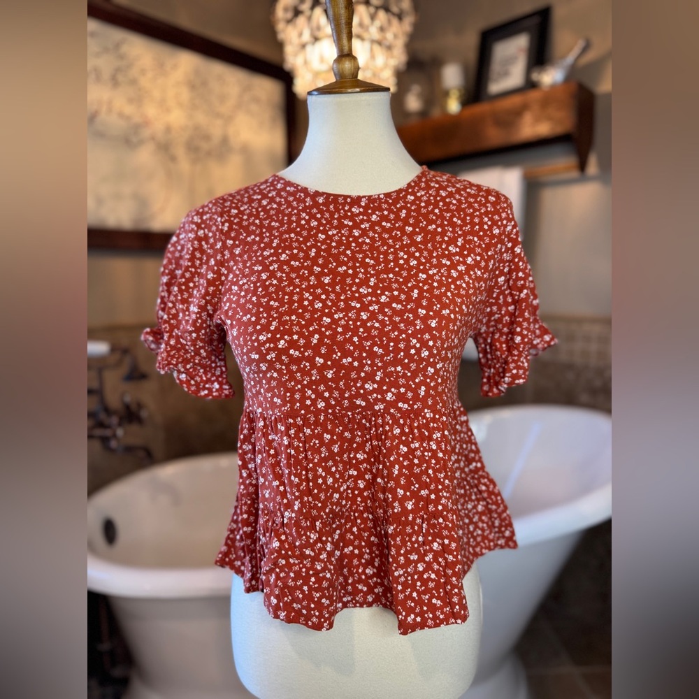 Paper Crane Red Floral Blouse